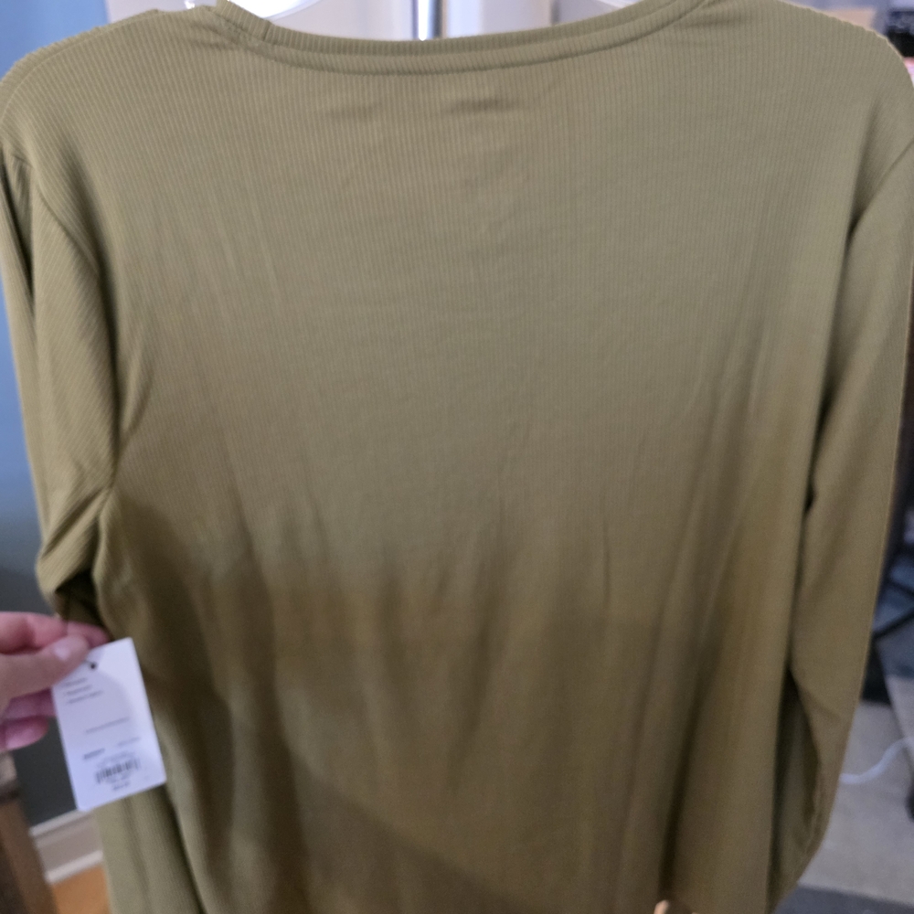 Nine West Olive Green Long Sleeve Top - Picture 4 of 5